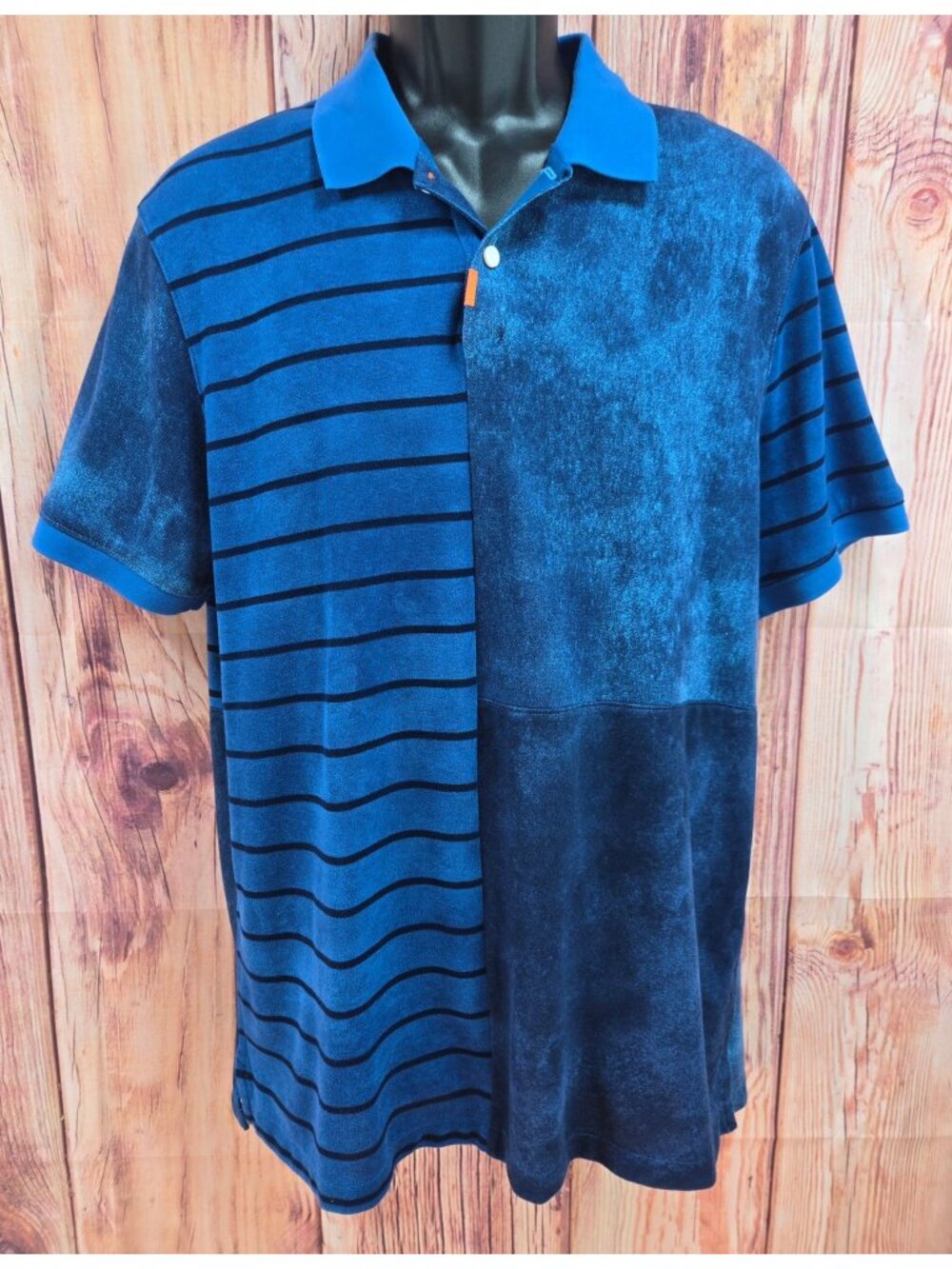 Nike Dri-FIT Mens Blue Striped Split Design Polo Large